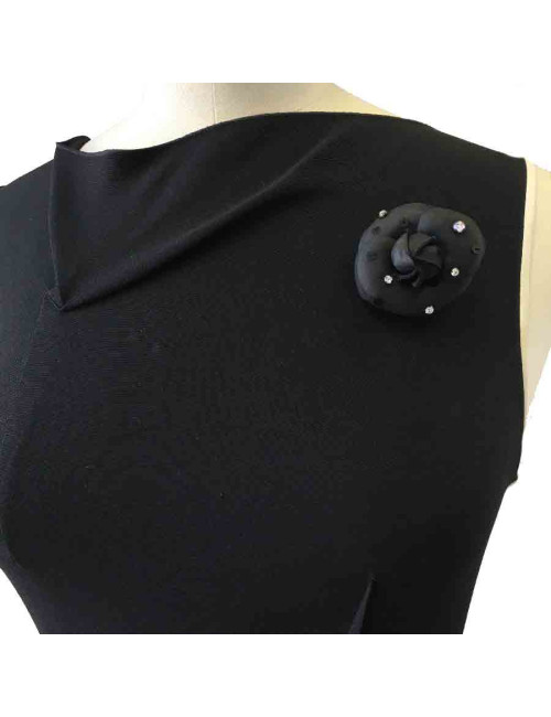 E.S Broche CHANEL camélia noir et brillants 