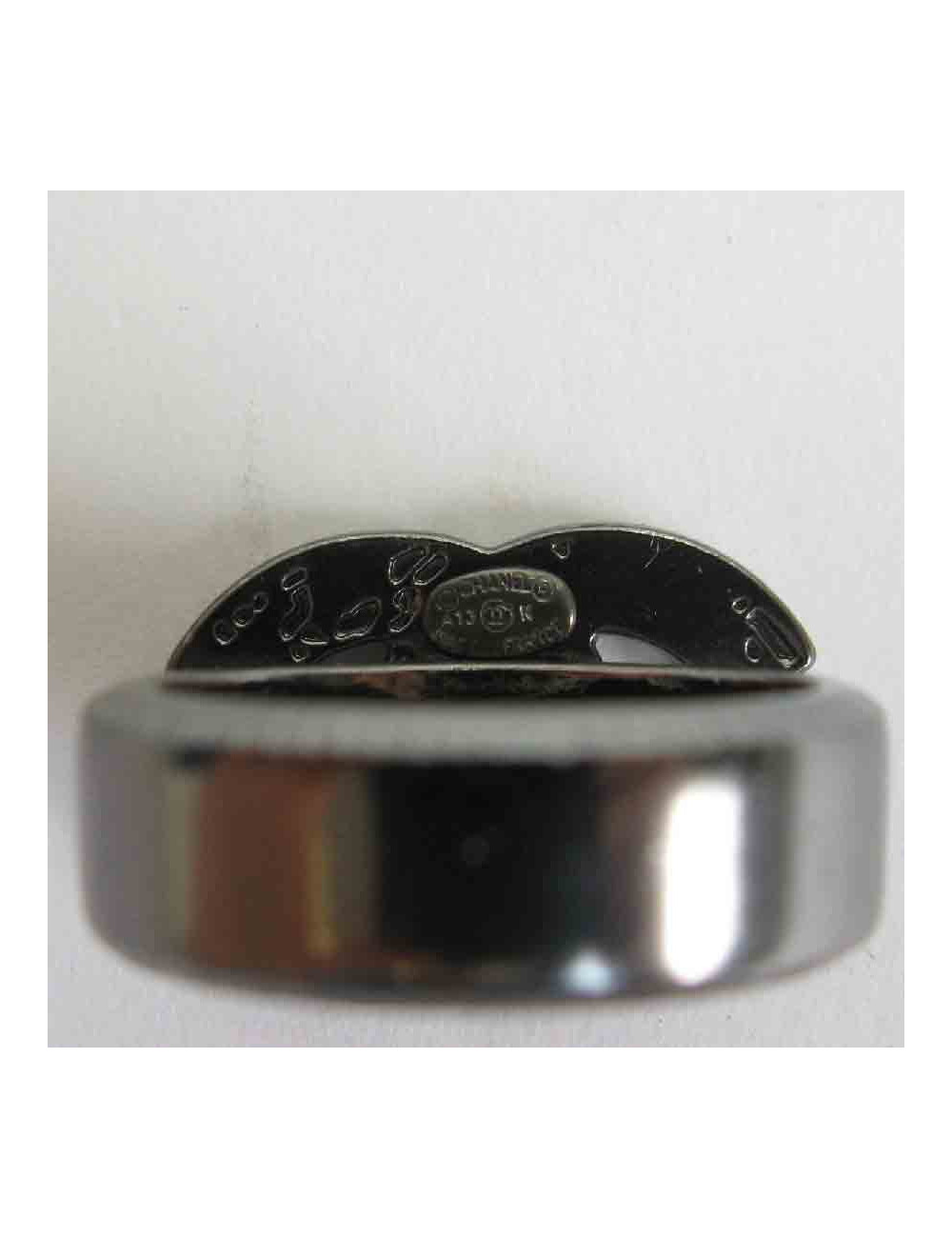 Bague CHANEL T52 CC métal noir