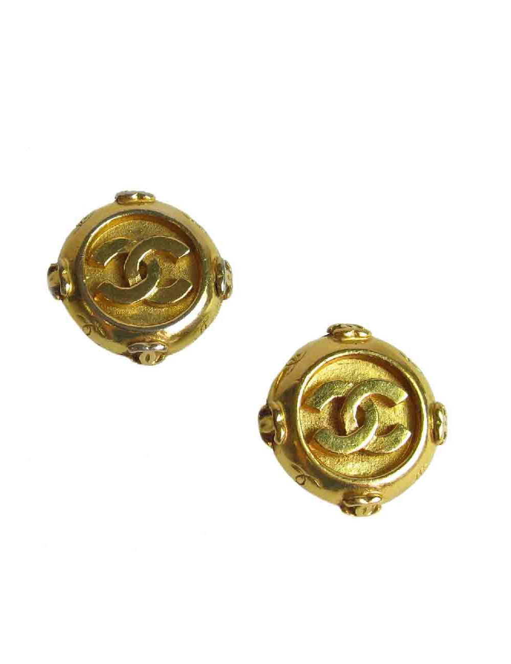 Boucles d'oreille clips CHANEL Vintage en métal doré