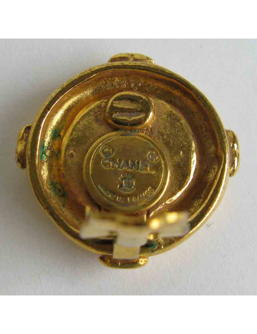 Boucles d'oreille clips CHANEL Vintage en métal doré