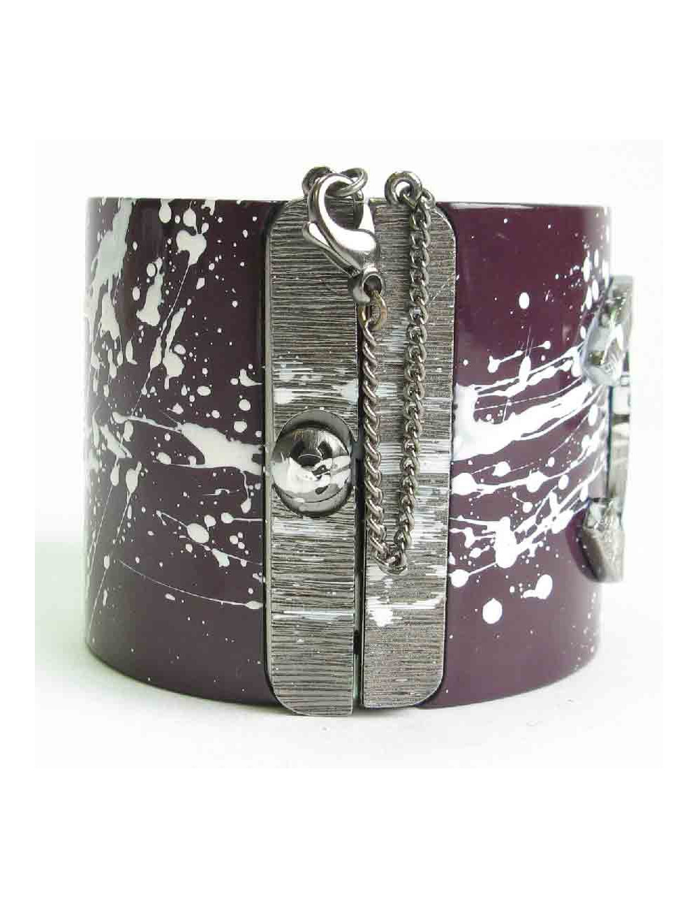 CHANEL graffiti cuff bracelet in purple resin