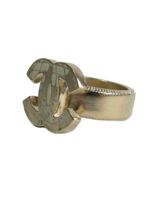Bague CHANEL T 51 CC mappemonde en métal doré