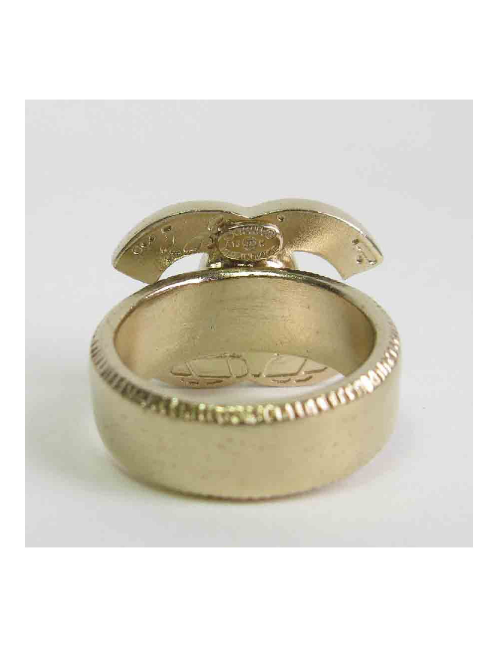 Bague CHANEL T 51 CC mappemonde en métal doré