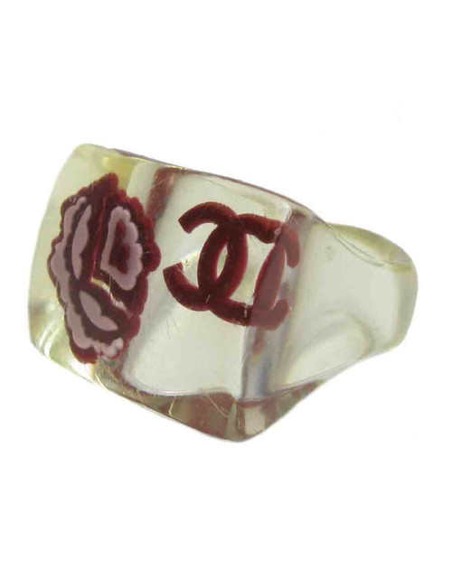 Bague CHANEL T54 en plexi transparent 