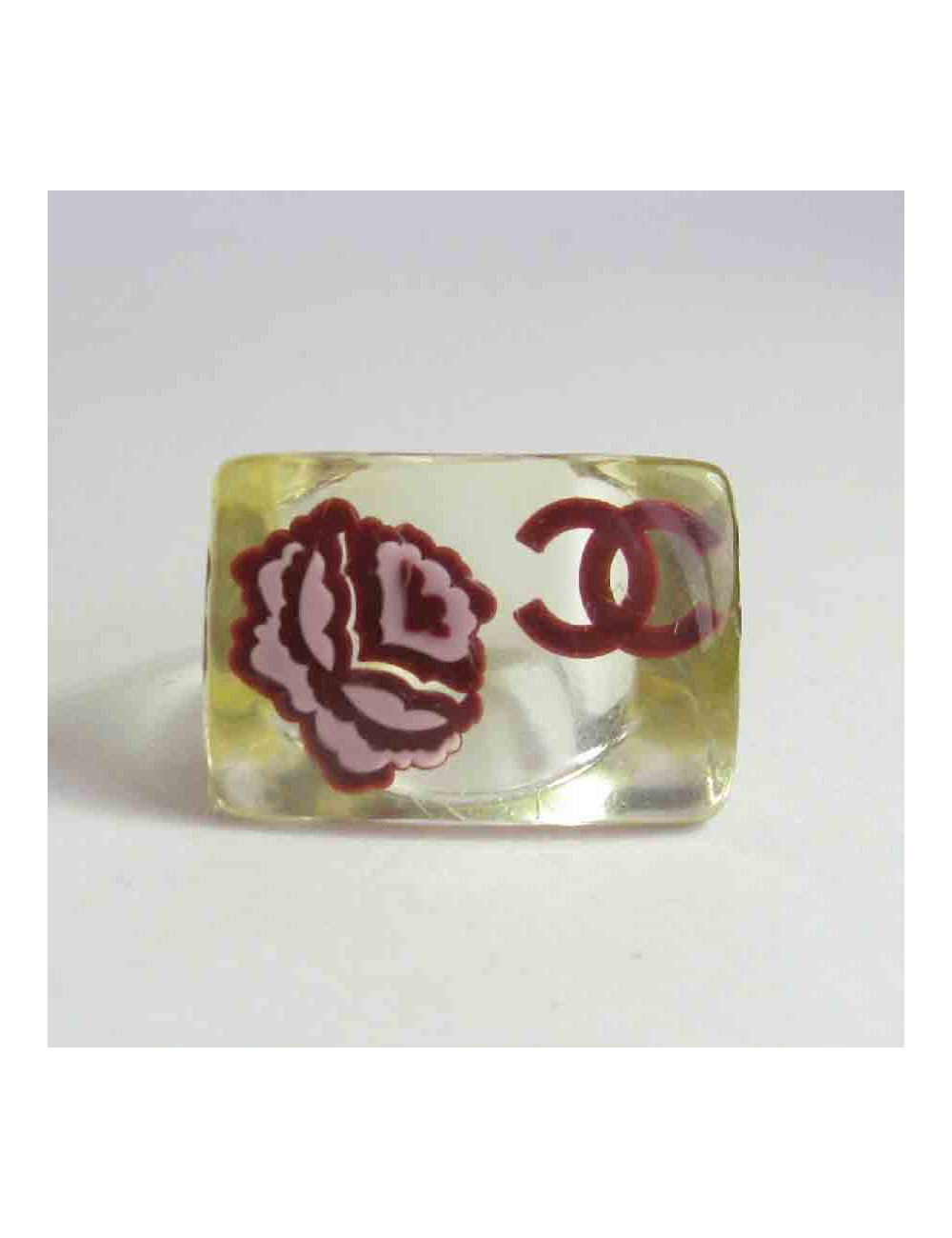Bague CHANEL T54 en plexi transparent 