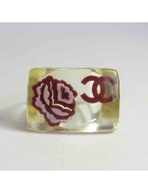 Bague CHANEL T54 en plexi transparent 