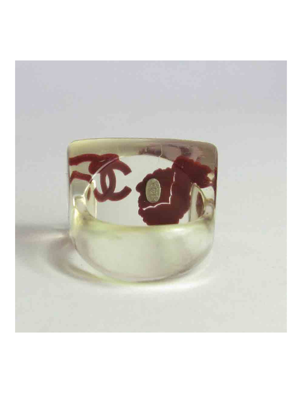 Bague CHANEL T54 en plexi transparent 