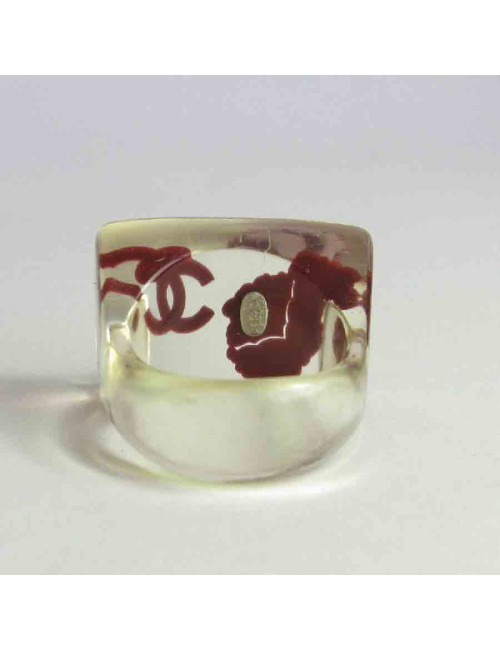 Bague CHANEL T54 en plexi transparent 