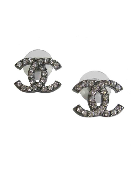 Boucles d'oreille CHANEL "CC" ruthénium 