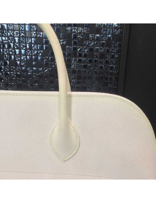 Grand sac Bolide HERMES en cuir epsom blanc 