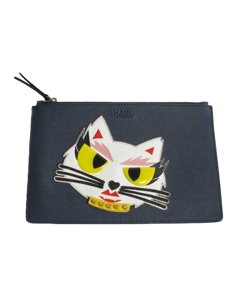 Pochette KARL LAGERFELD 'Monster Choupette' en simili cuir bleu foncé