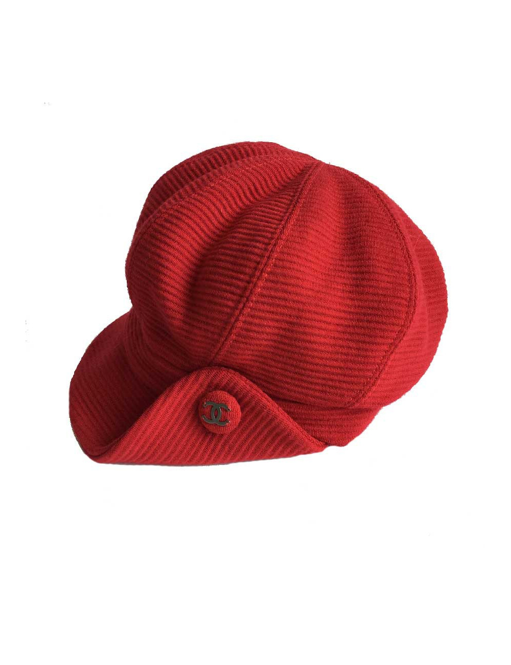Casquette CHANEL T57 en laine rouge
