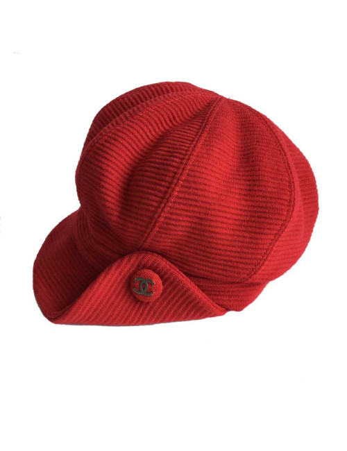 Casquette CHANEL T57 en laine rouge