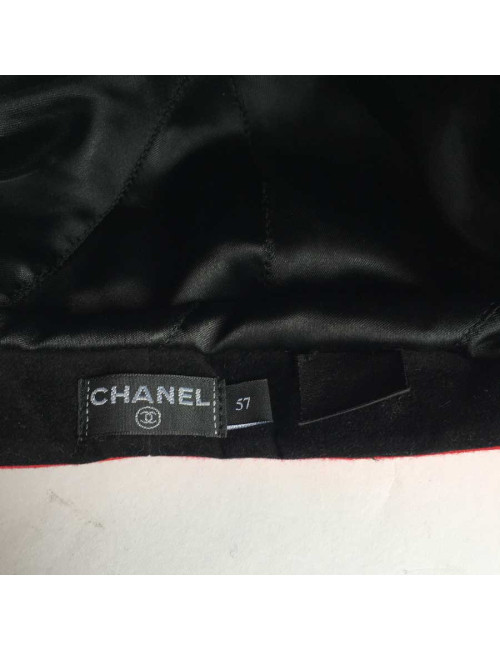 Casquette CHANEL T57 en laine rouge