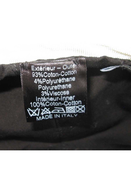 Beret T 58 CHANEL  coton noir et liseret blanc et noeud écru