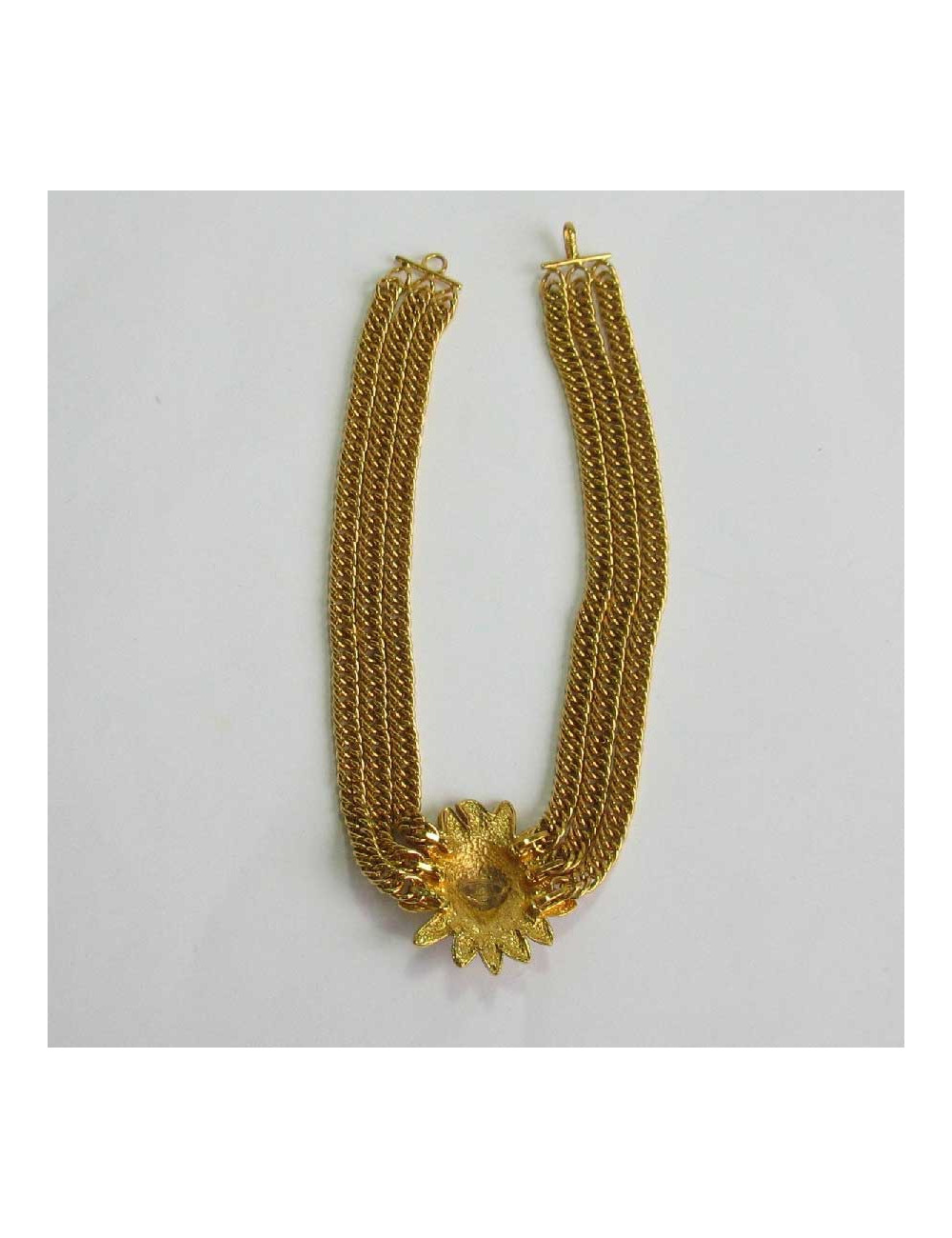 Collier ras de cou CHANEL tête de Lion vintage en métal doré