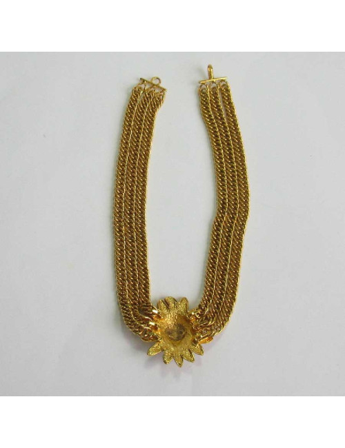 Collier ras de cou CHANEL tête de Lion vintage en métal doré