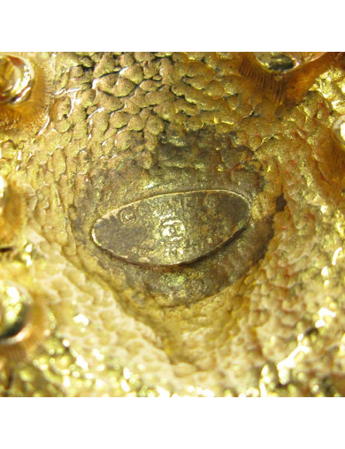 Collier ras de cou CHANEL tête de Lion vintage en métal doré