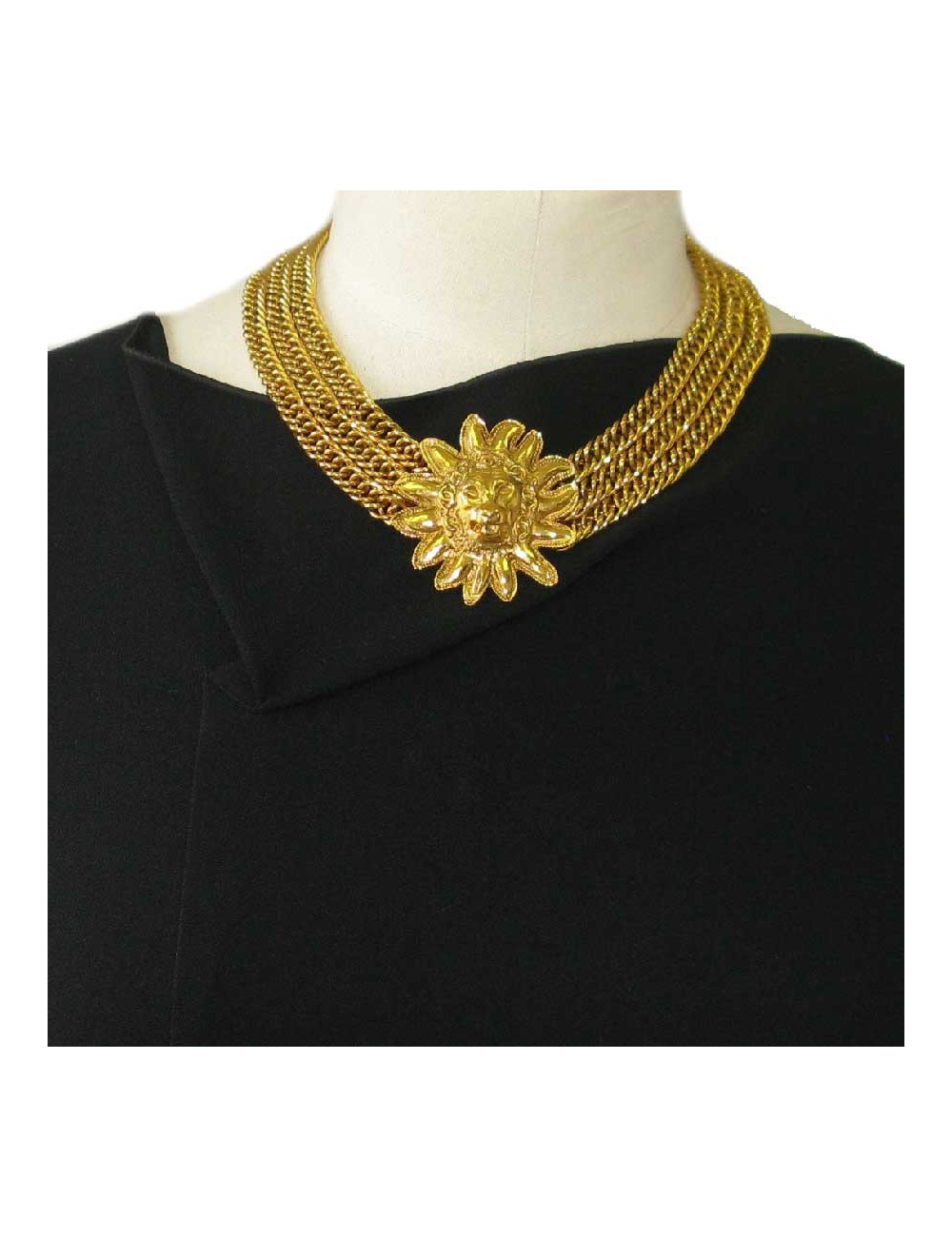 Collier ras de cou CHANEL vintage tête de Lion 