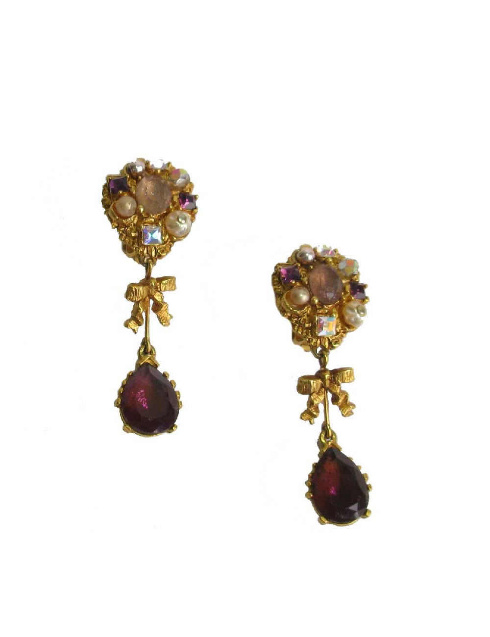 a réparer Boucles d'oreille clips CHRISTIAN LACROIX pendantes