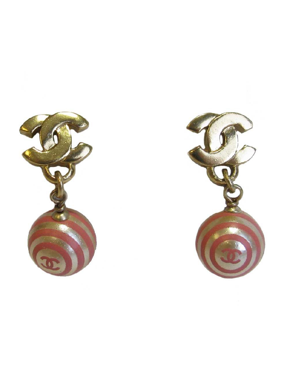 Boucles d'oreille clous CHANEL avec perles nacrées et roses