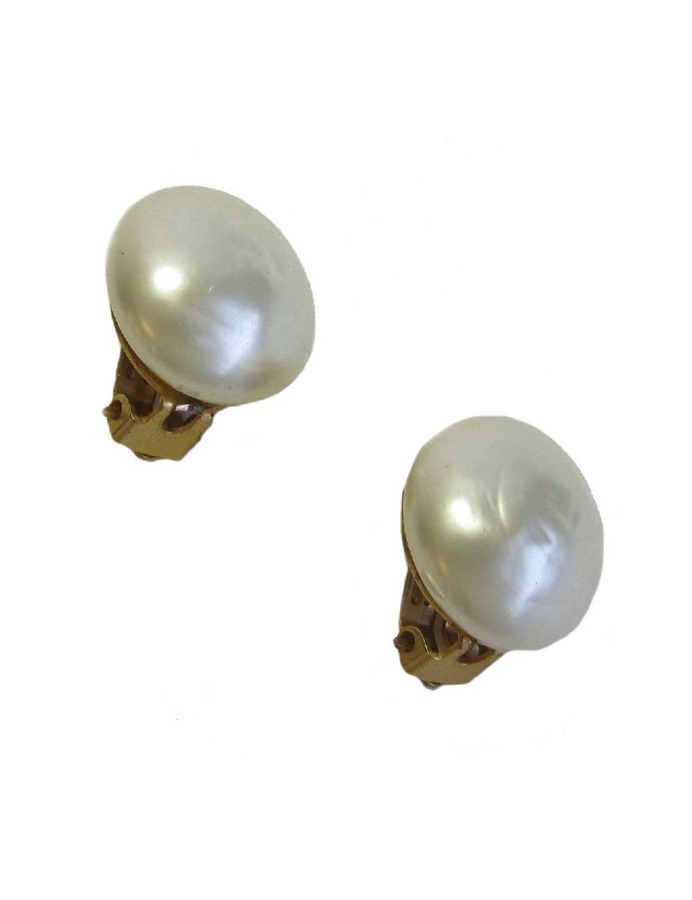 Boucles d'oreille clips CHANEL Couture en pâte de verre nacrée