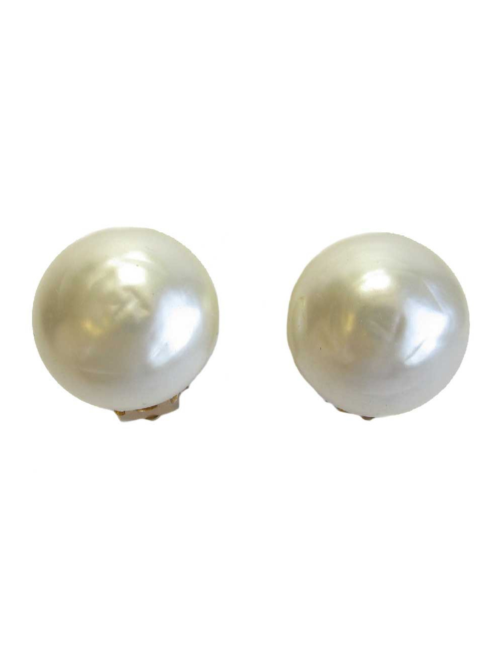 Boucles d'oreille clips CHANEL Couture en pâte de verre nacrée