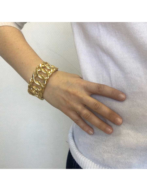 Manchette CHANEL en chaine tressée rigide Vintage