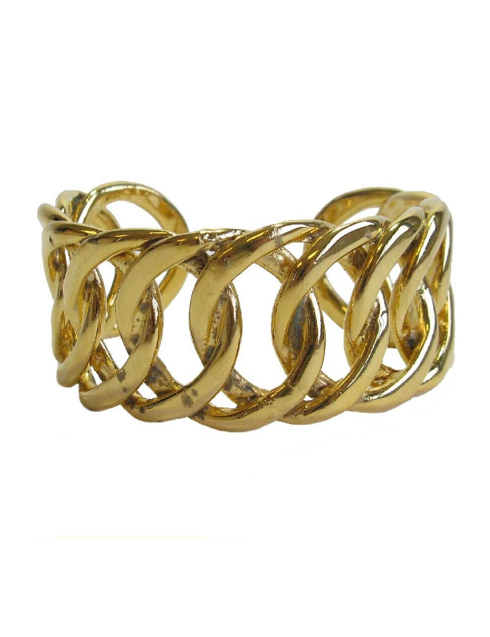 CHANEL vintage cuff bracelet in gilt metal braided chain