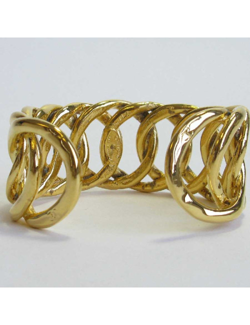 CHANEL vintage cuff bracelet in gilt metal braided chain