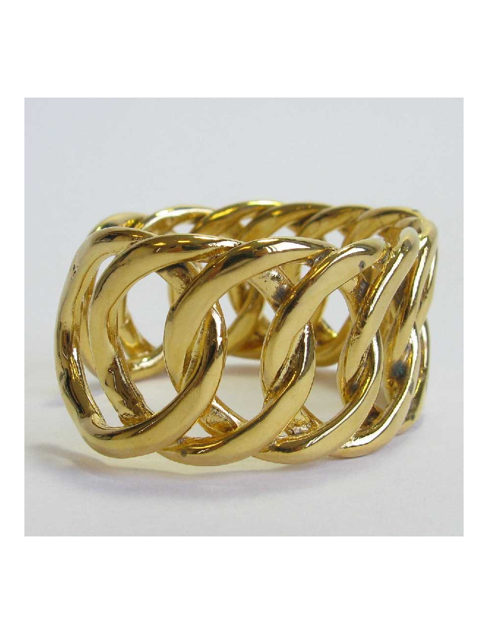 CHANEL vintage cuff bracelet in gilt metal braided chain