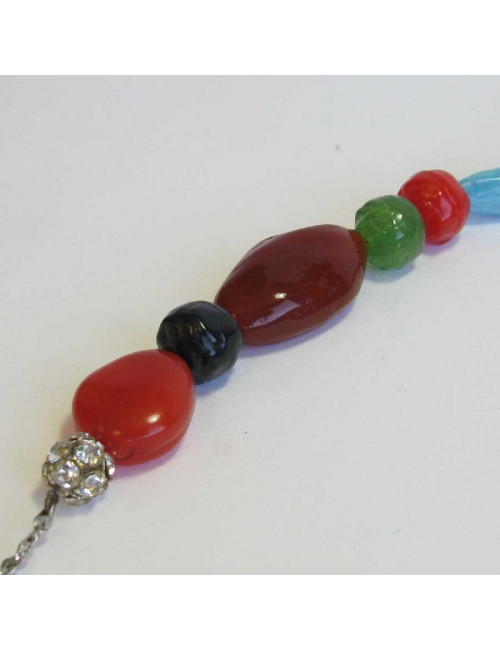 Sautoir CHRISTIAN LACROIX en pierres fantaisies plastiques multicolore