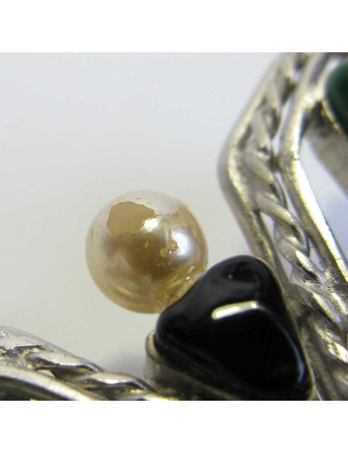 Broche croix sans marque en pâte de verre