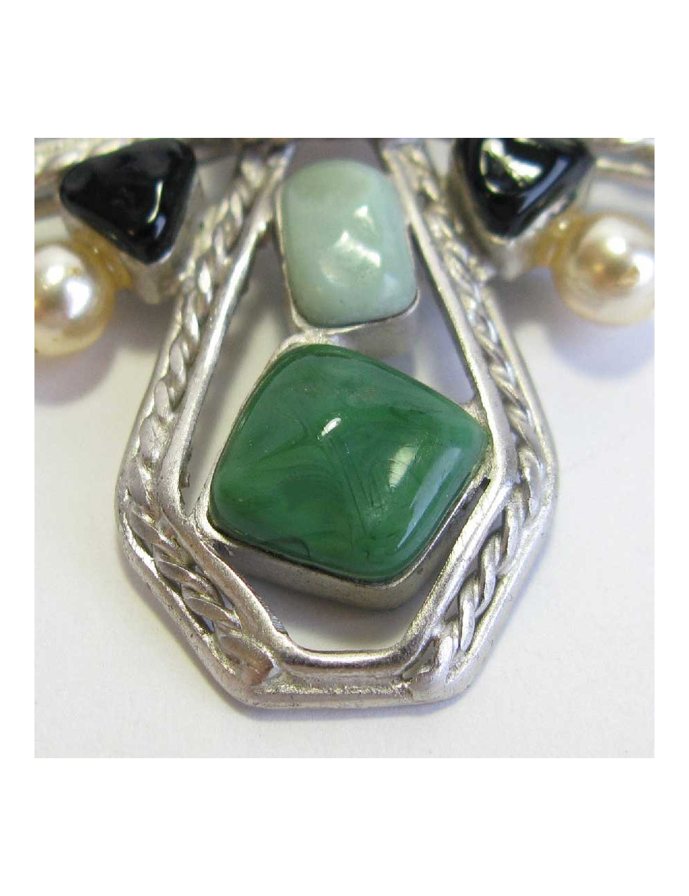 Broche croix sans marque en pâte de verre