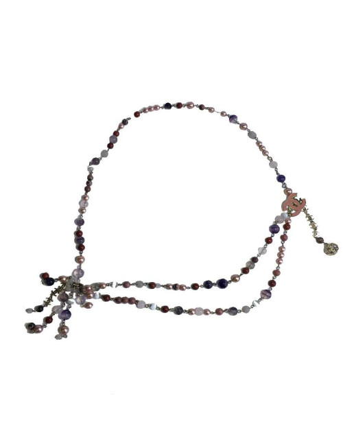 Ceinture-sautoir CHANEL en perles multicolores et CC