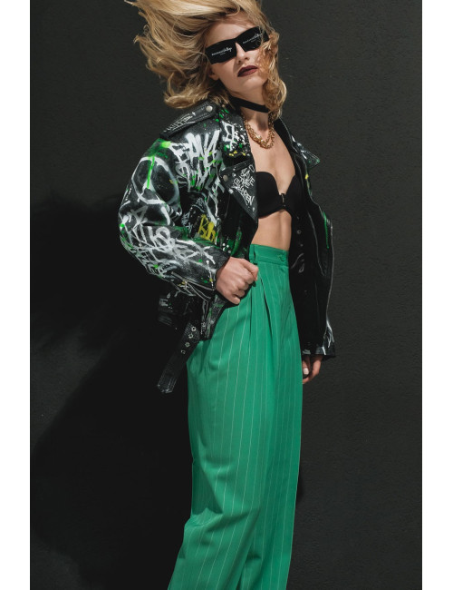 Perfecto Madame L Vintage graffiti vert et jaune