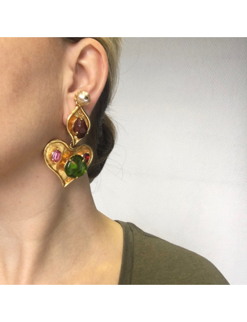 Boucles d'oreille clips CHRISTIAN LACROIX pendantes