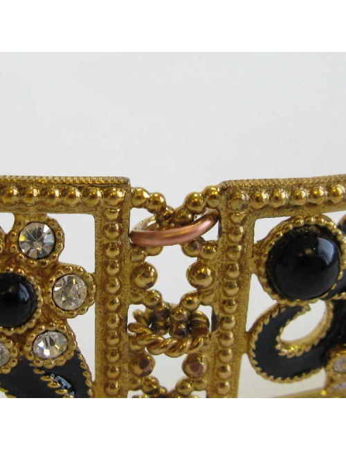 JACQUES FATH choker necklace in gilt metal, black resin and rhinestones