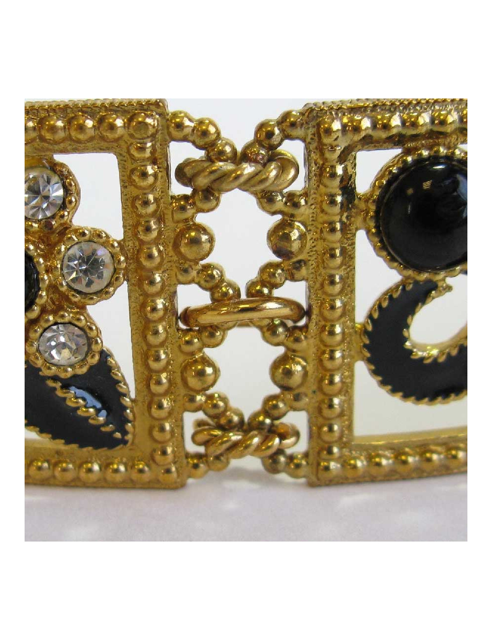 JACQUES FATH choker necklace in gilt metal, black resin and rhinestones