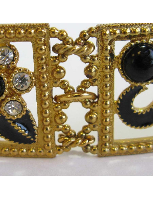 JACQUES FATH choker necklace in gilt metal, black resin and rhinestones