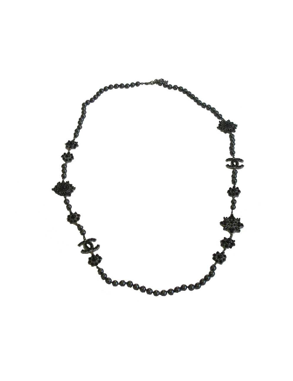 Sautoir CHANEL perles noires