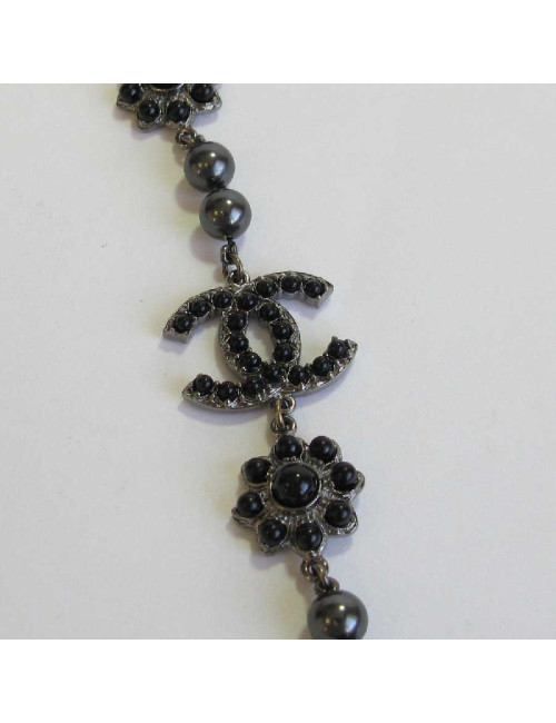 Sautoir CHANEL perles noires