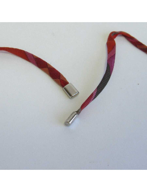 E.S Collier-bracelet "Tête de cheval" HERMES lien en soie multicolore