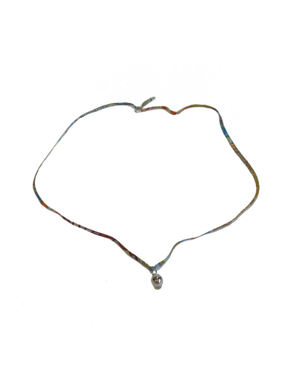 E.S Collier-bracelet "Bombe" HERMES lien en soie multicolore