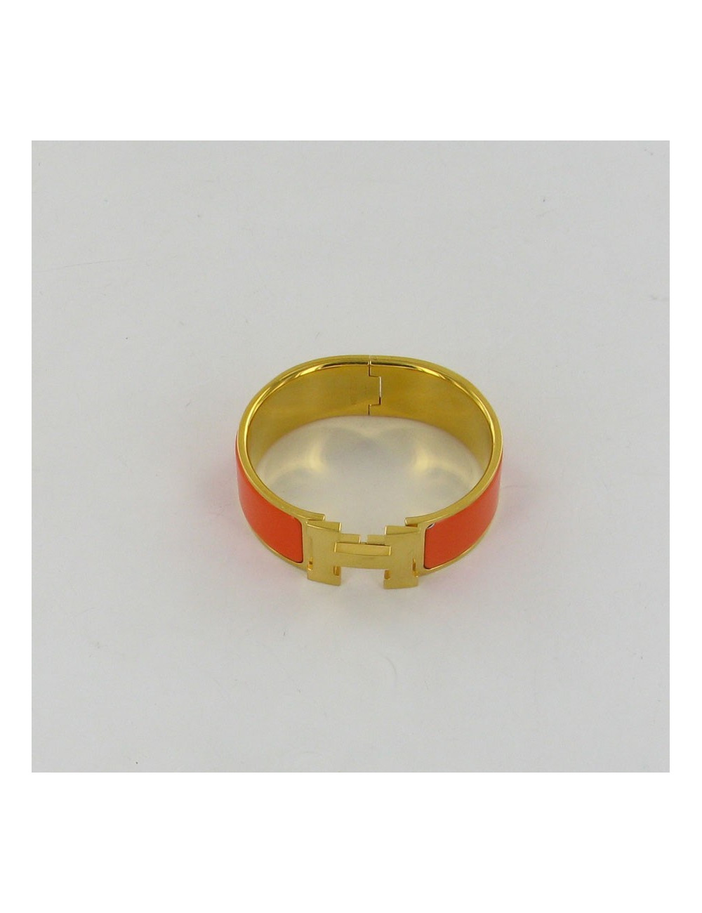 Bracelet "Constance"  HERMES émail orange H et doré