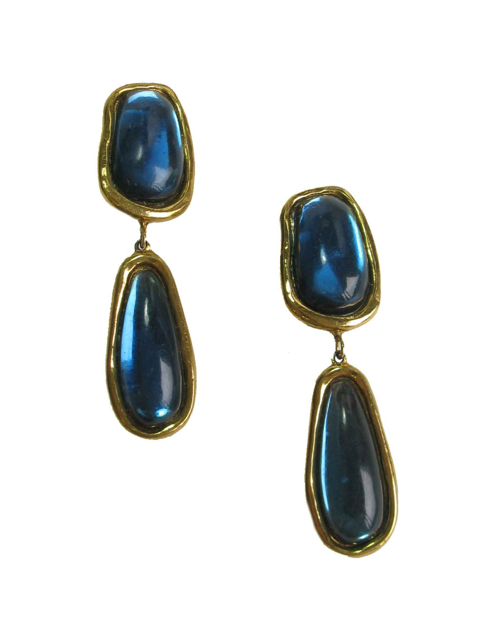 Boucles d'oreille clips pendants SCHERRER Couture Vintage