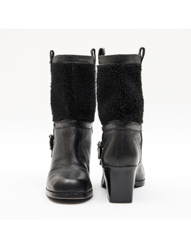 Mi-bottes T 38 CELINE Bi-matière noir