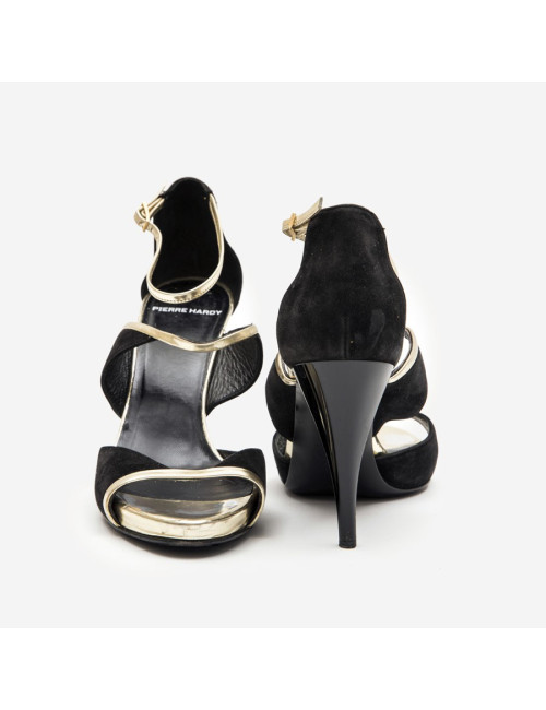 Sandales hautes T 39 PIERRE HARDY noir et doré