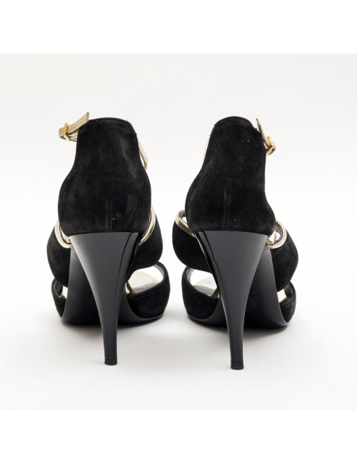 Sandales hautes T 39 PIERRE HARDY noir et doré