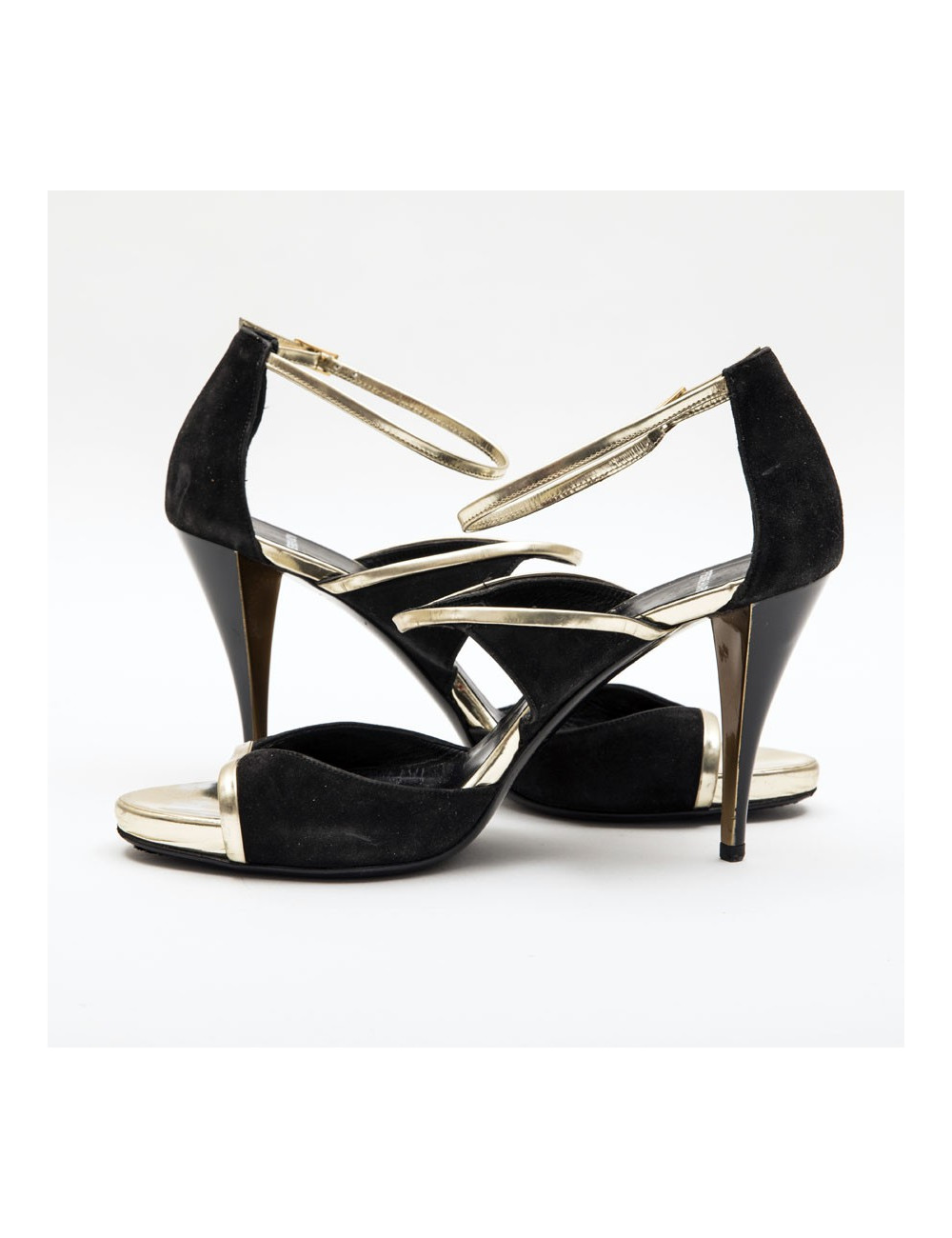 Sandales hautes T 39 PIERRE HARDY noir et doré